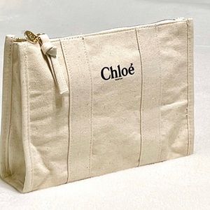Chloe Cream Canvas Tote Makeup Pouch